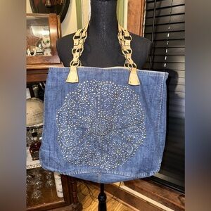 Olivia and Joy Designer jeans  Tote Bag Moss "sunny Delight Flower" studs